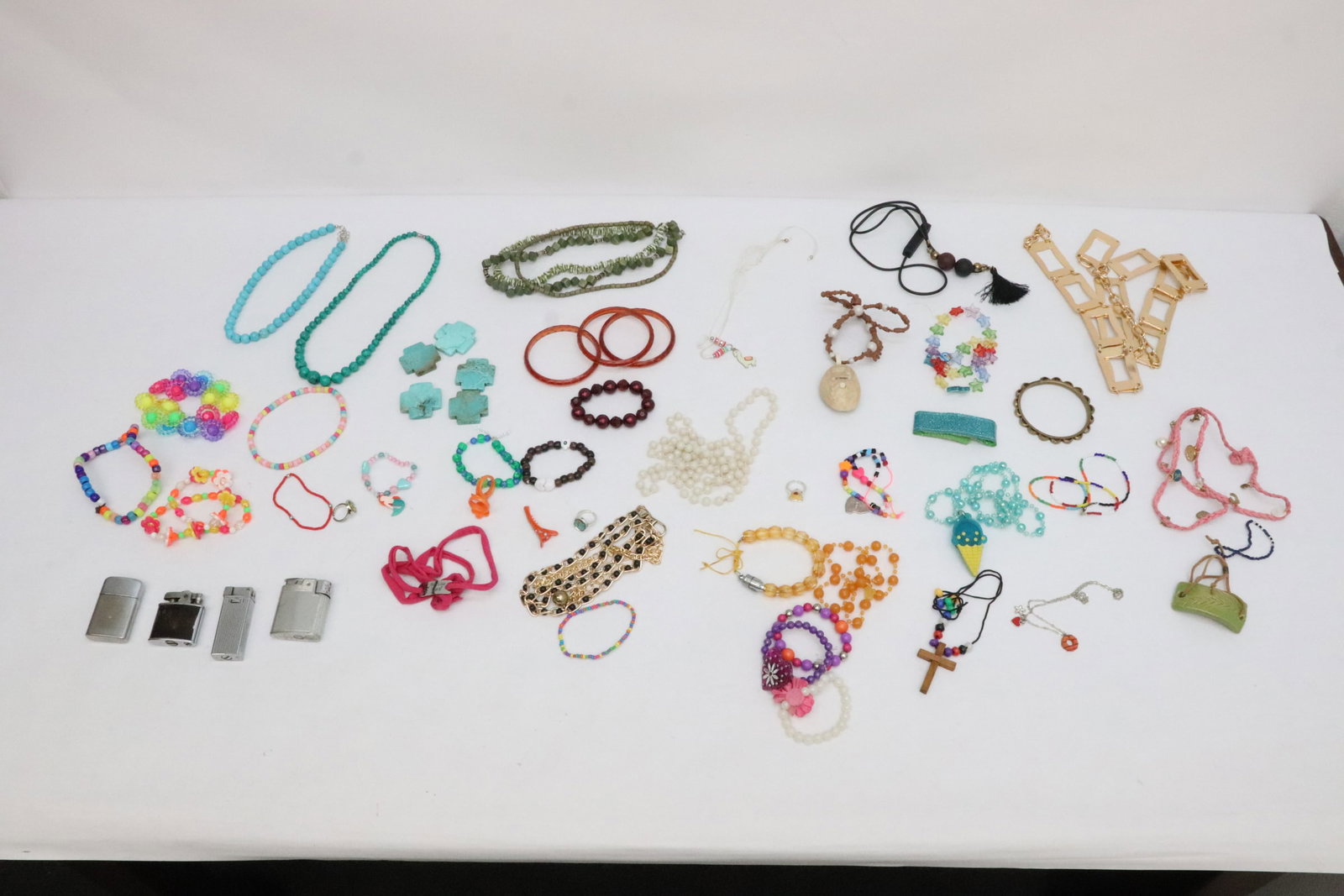 Lot of misc. jewelry, lighters: Lot of misc. jewelry, lighters