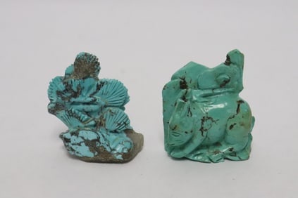 2 small turquoise carvings