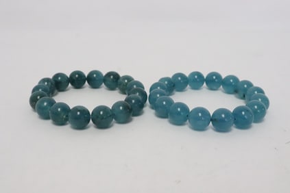 2 aquamarine like bead bracelets