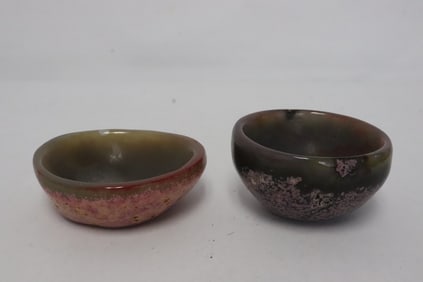 2 stone carved bowls