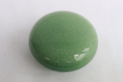 A green glazed porcelain ink box