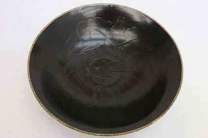 Large brown glazed porcelain bowl