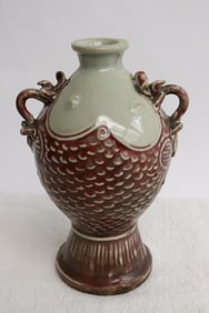 A red on celadon porcelain meiping
