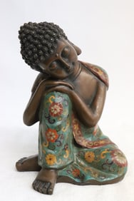 Cloisonne bronze sculpture of deity