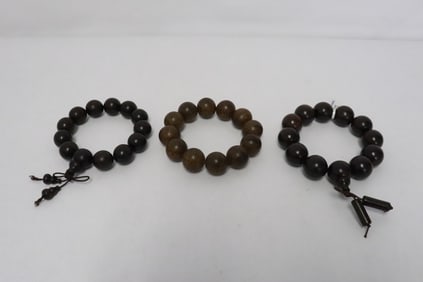 3 wood bead bracelets