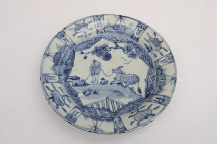 Blue and white porcelain plate