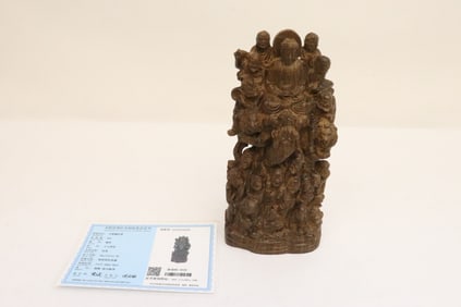 Chenxiang wood carving depicting group of deities