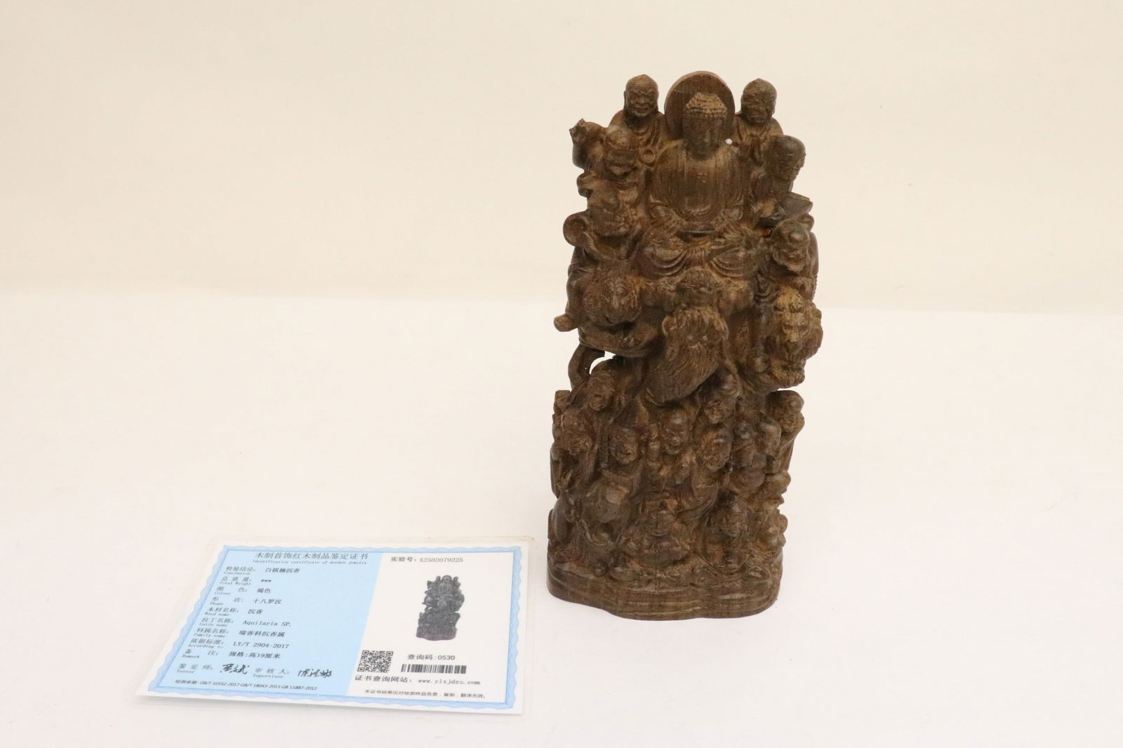 Chenxiang wood carving depicting group of deities: Chenxiang wood carving depicting group of deities, 7.5"H