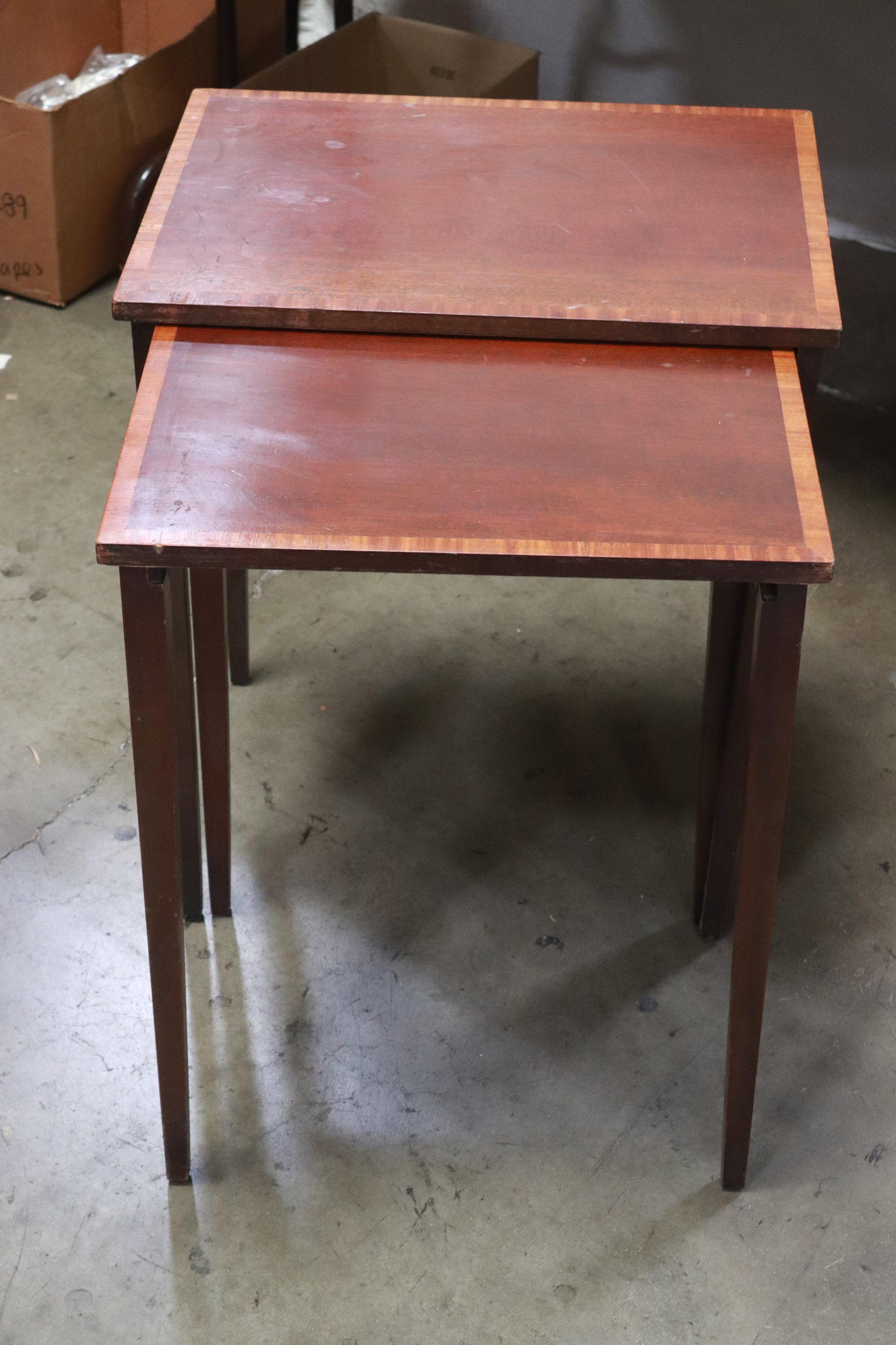 2 piece Sheraton style inlaid nesting table set (1 of 8)