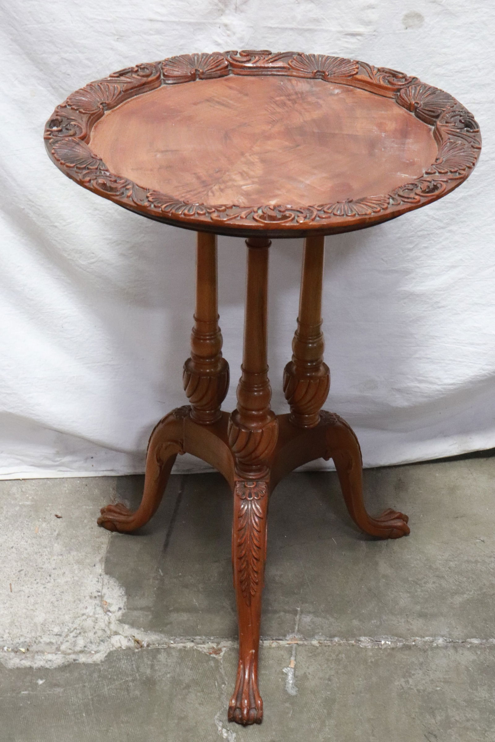 European mixed wood round tripod side parlor table (1 of 8)