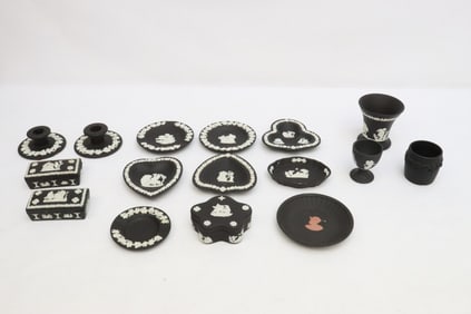15 pc Wedgwood Black Basalt jasperware articles