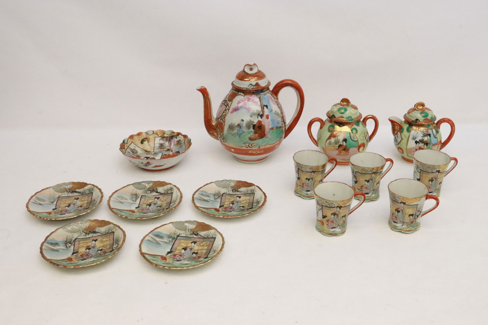 14 pieces Japanese vintage kutani tea set (1 of 13)