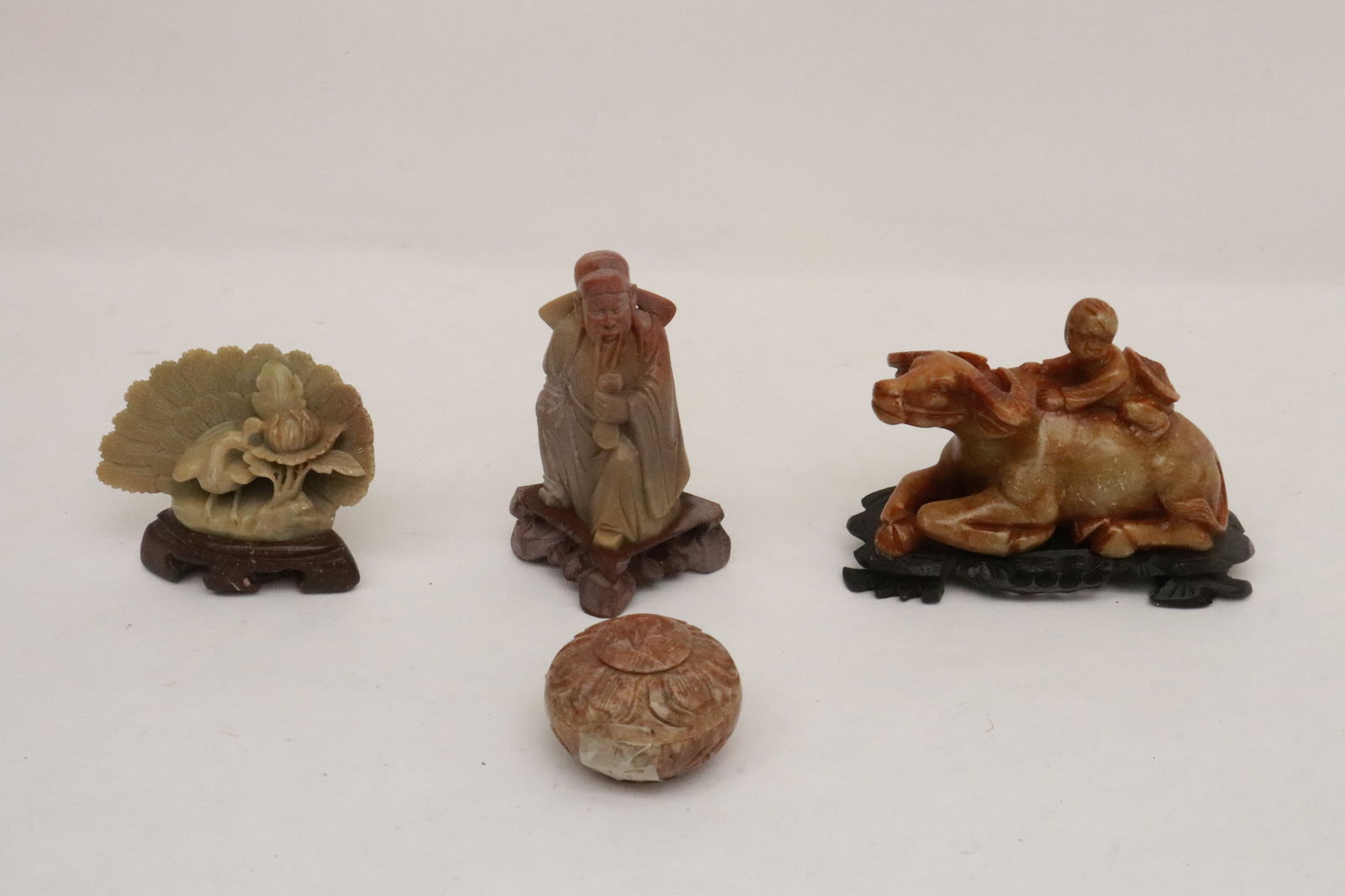 4 Chinese stone carved articles: 4 Chinese stone carved articles, 2.65"H - 4.2"H