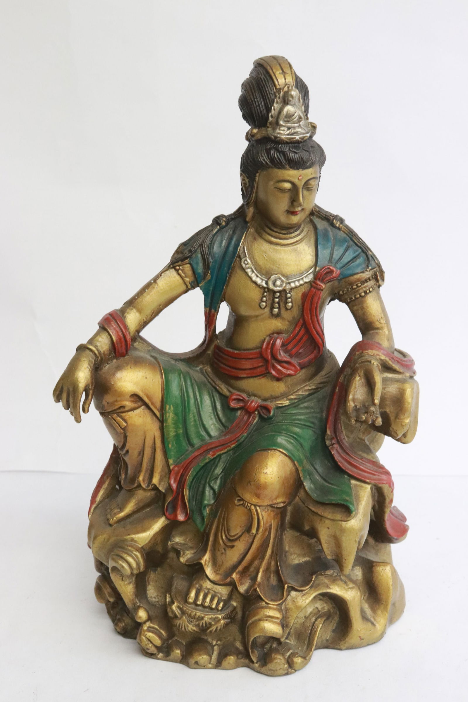 Fine brass sculpture of deity: Fine brass sculpture of deity, 8.35"H