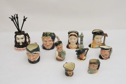 10 Royal Doulton medium/ small character jugs