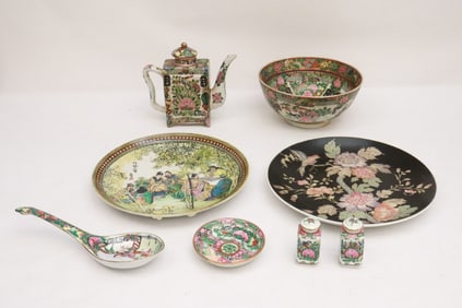 Lot of rose canton style porcelain