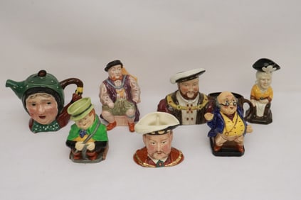 7 Royal Doulton style character jugs