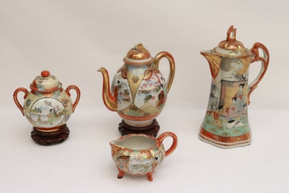 4 pieces Japanese kutani porcelain