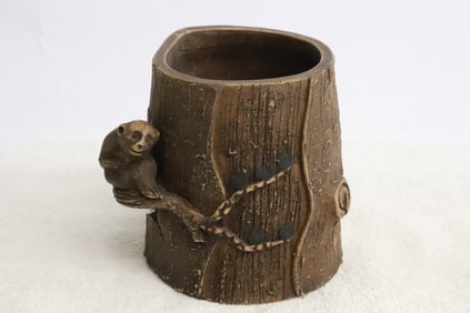 A rare Chinese signed Yixing brush holder