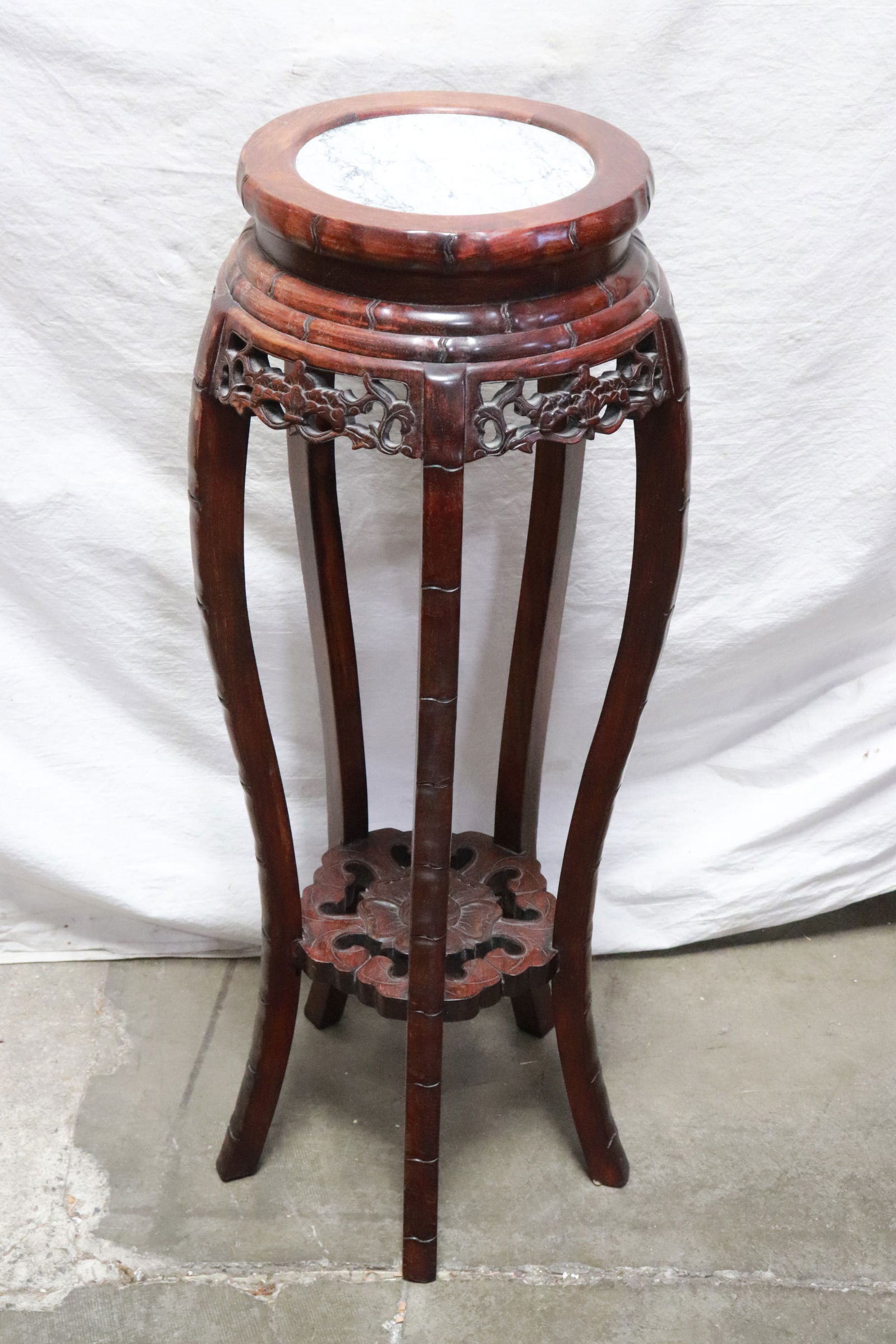 Chinese rosewood marble top pedestal stand: Chinese rosewood marble top pedestal stand, 32.15"x13.1"x13.1"