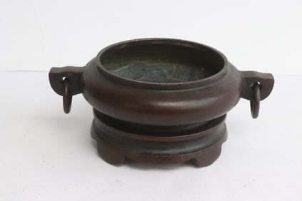Fine bronze censer on bronze stand