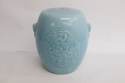 Beautiful light blue porcelain drum
