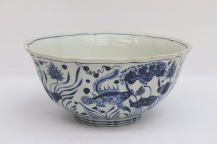 Large Chinese blue and white porcelain bowl