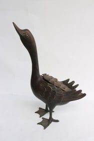 A bronze censer in the form of duck
