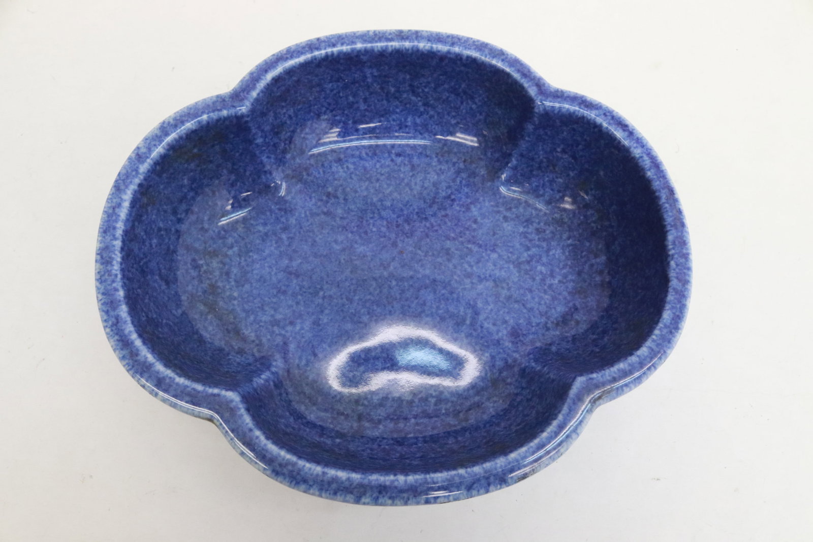 Chinese blue on blue porcelain brush wash: Chinese blue on blue porcelain brush wash, 2.3"x8.15"x6.9"