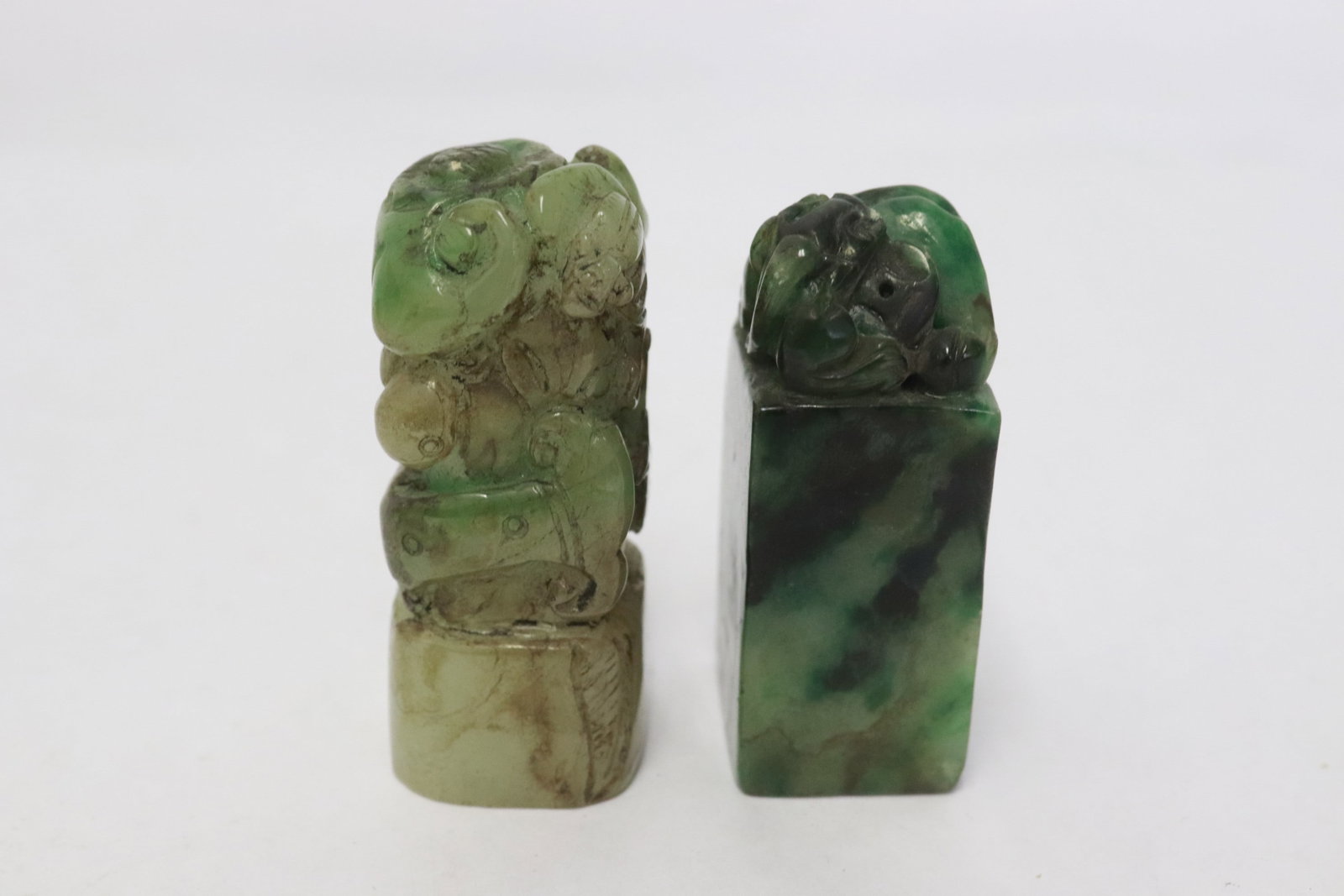 2 jadeite like stone carved seals (1 of 10)