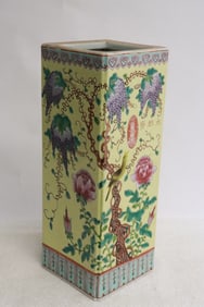 Chinese square famille rose porcelain incense holder