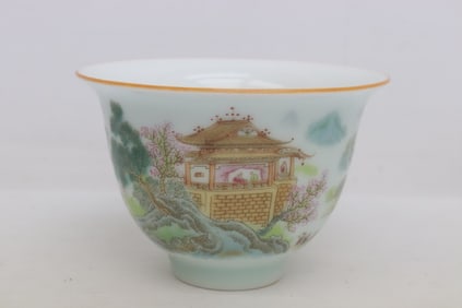 A beautiful famille rose porcelain tea cup