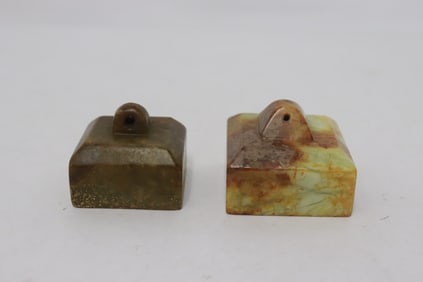 2 jade like stone carved seals