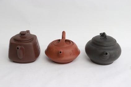 3 Yixing teapots