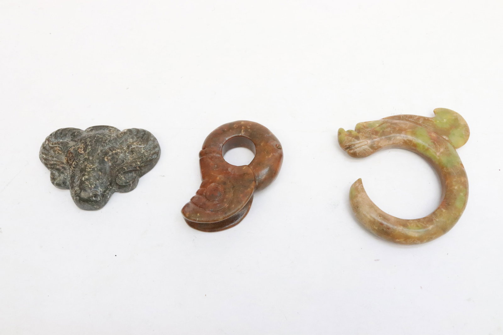 3 jade like stone carved ornaments (1 of 10)
