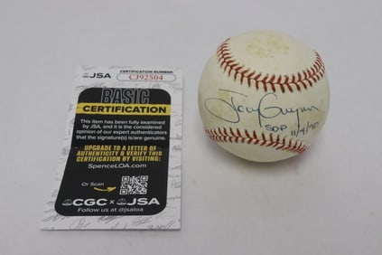 Tony Gwynn signed baseball, dated, w/ certificate