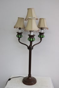 Fine bronze and glass 4-light table lamp