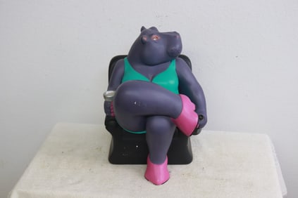 A painted terracotta sculpture by Mike Medow