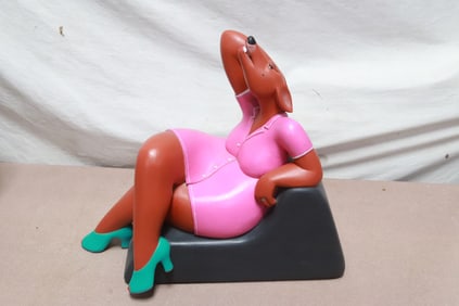 A painted wood sculpture by Mike Medow