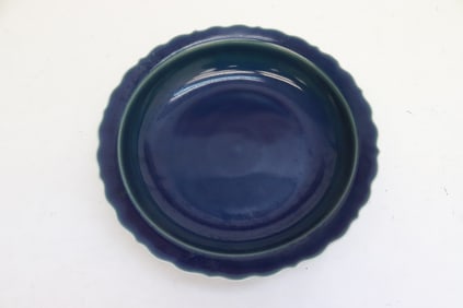 A blue glazed porcelain plate