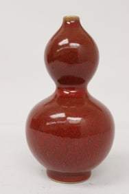 Chinese red glazed porcelain gourd shape vase