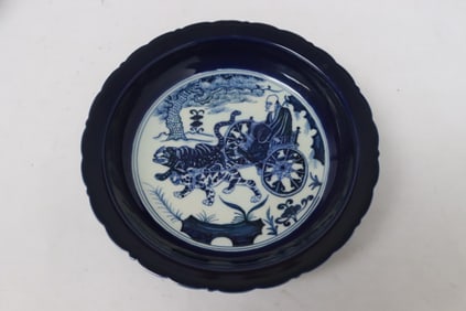 A blue and white porcelain plate