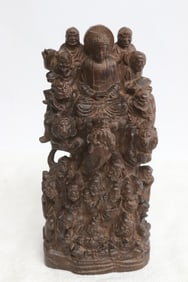 Chenxiang wood carving depicting group of deities