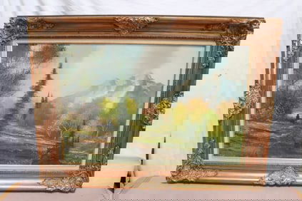 Large oil on canvas of landscape