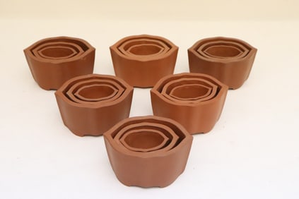 6 sets triple small Yixing planters