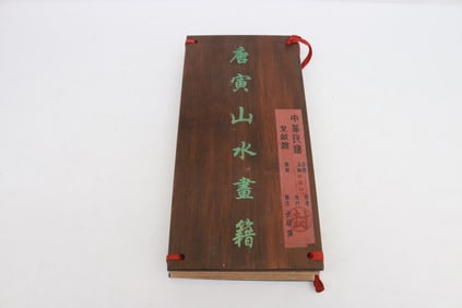 Chinese print portfolio with wood cover