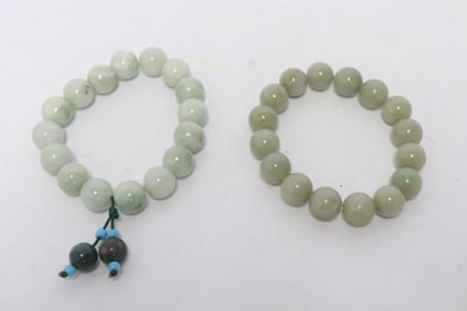 2 jade like bead bracelets