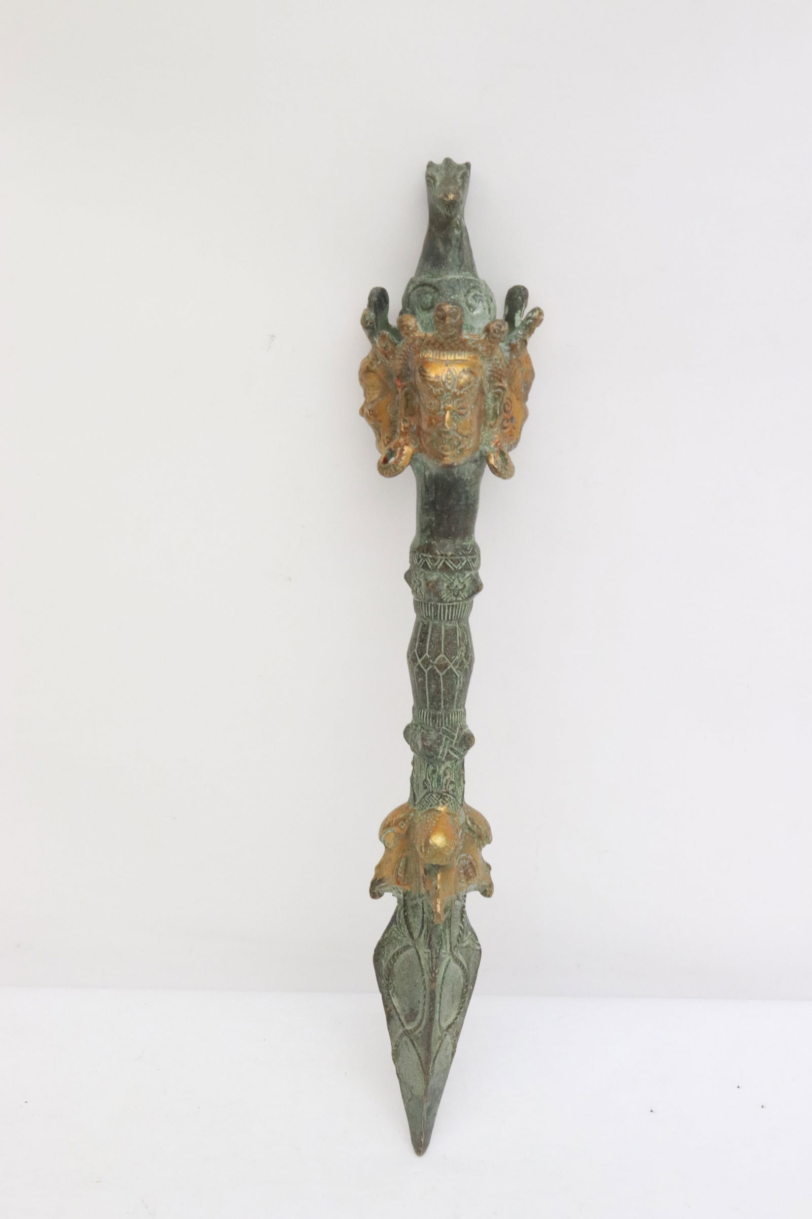 Tibetan bronze relic: Tibetan bronze relic, 13.2"L