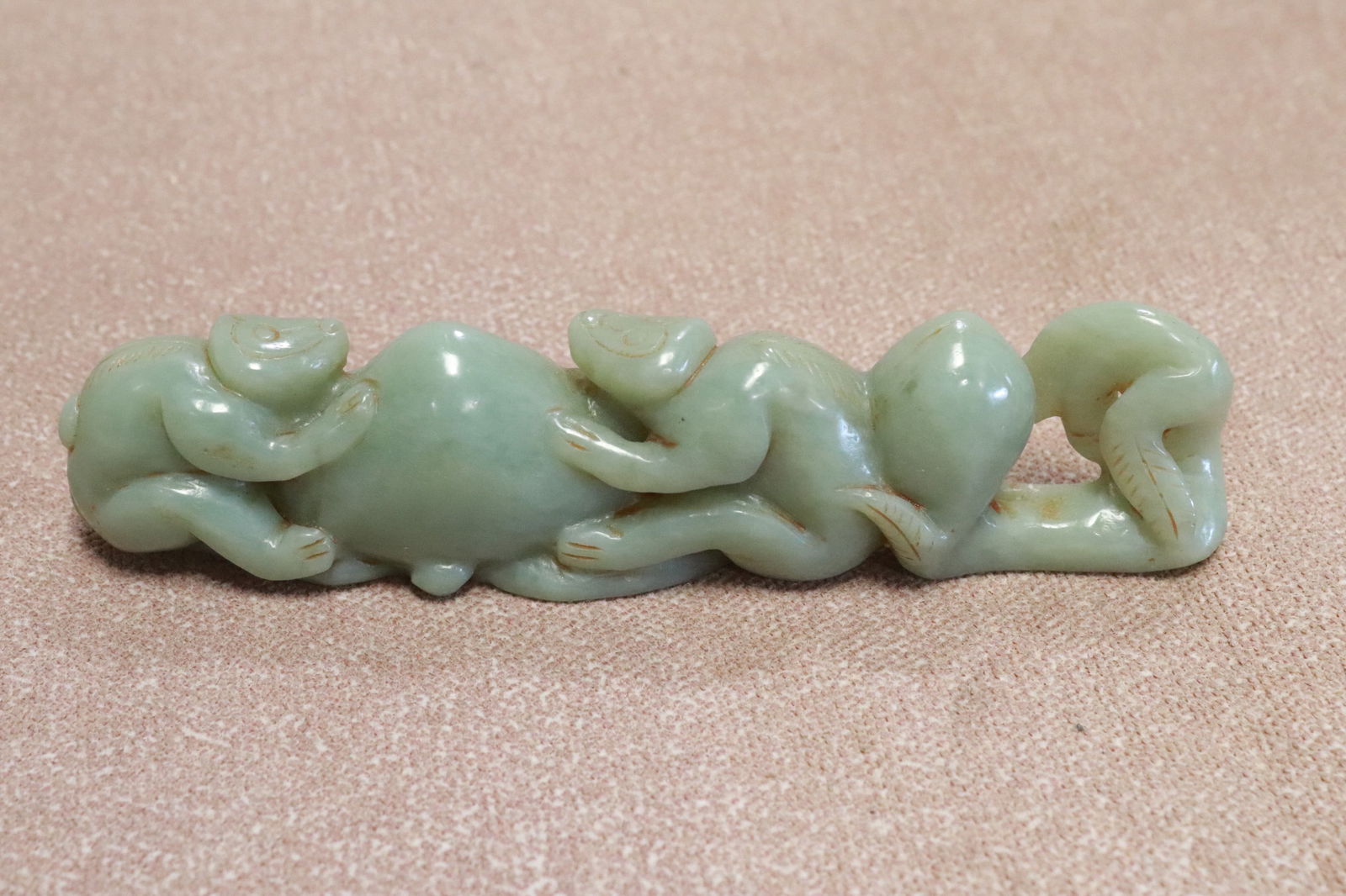 Celadon jade carved monkey group (1 of 8)