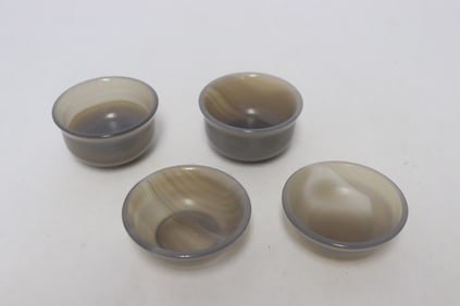 4 agate carved wine cups